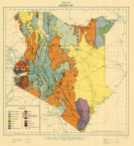 Carte géologique du Kenya de 1962.