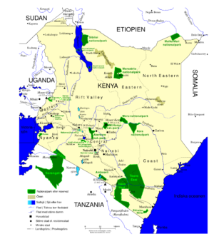 Carte des parcs nationaux du Kenya