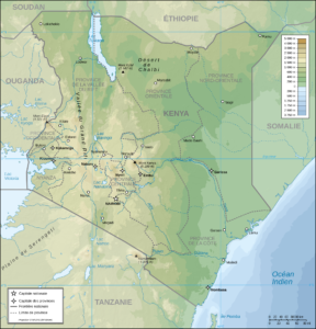 Carte topographique du Kenya.