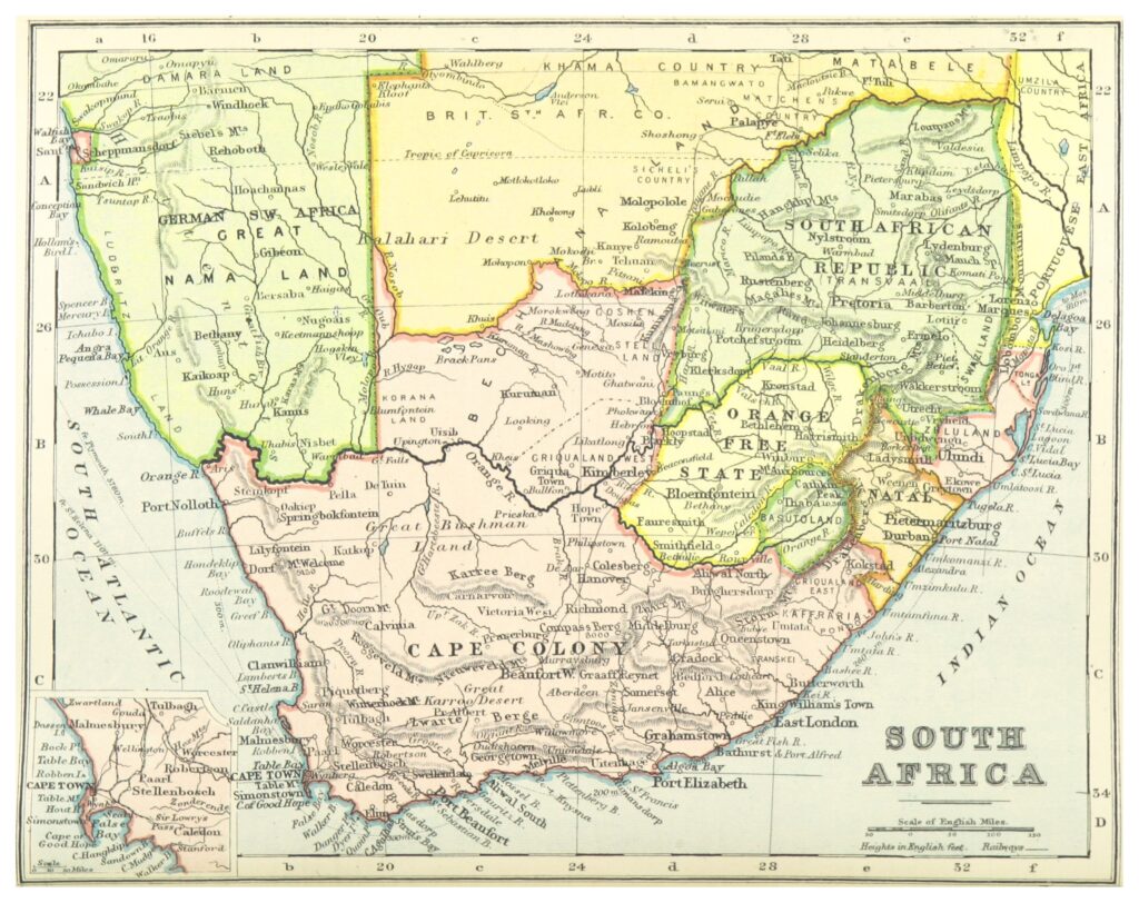 Carte de l'Afrique du Sud 1899