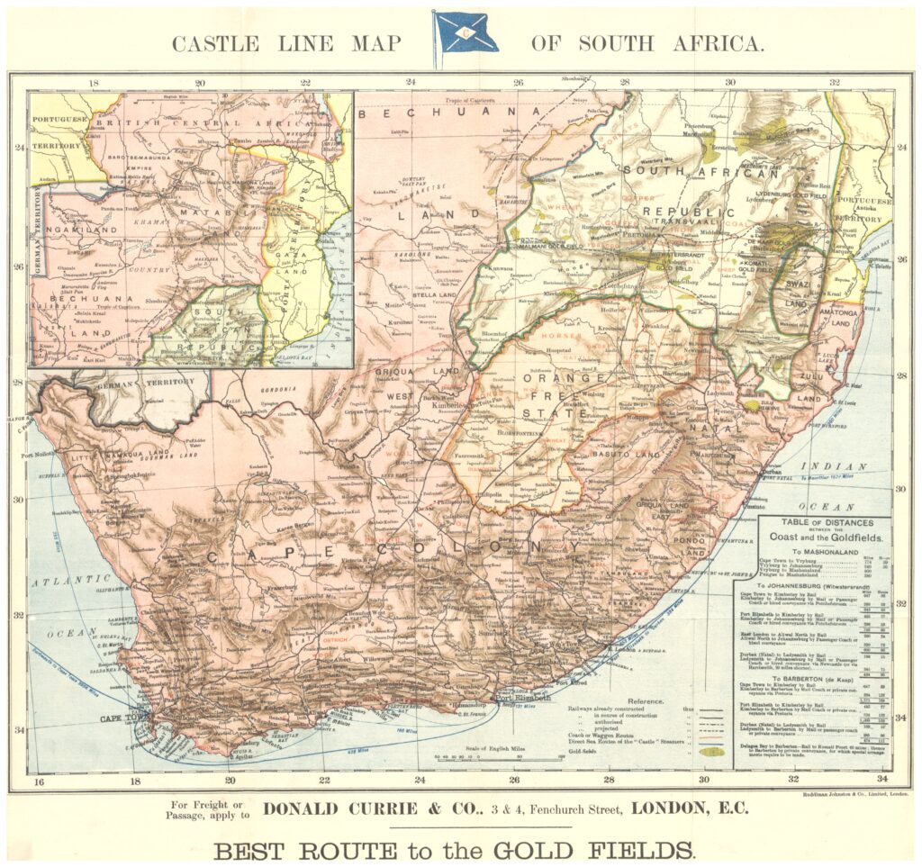 Meilleur itinéraire vers les champs aurifères, Afrique du Sud 1892