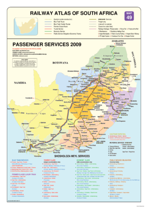 Carte du réseau ferroviaire d’Afrique du Sud