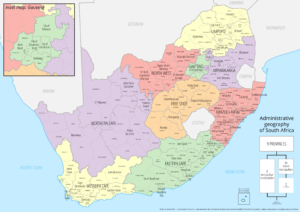 Carte des divisions administratives de l’Afrique du Sud