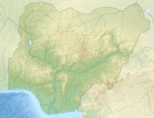 Carte physique vierge du Nigeria.