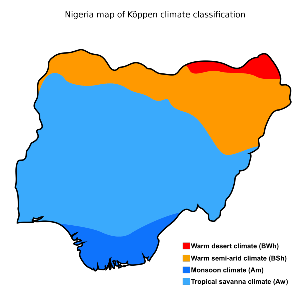 Carte climatique du Nigeria.