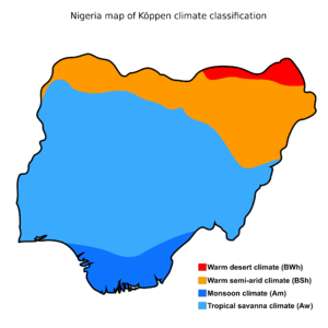 Carte climatique du Nigeria