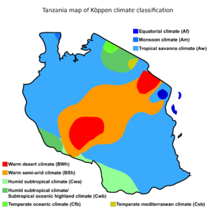 Carte climatique de la Tanzanie