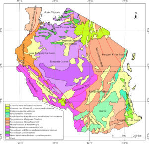 Carte géologique de la Tanzanie