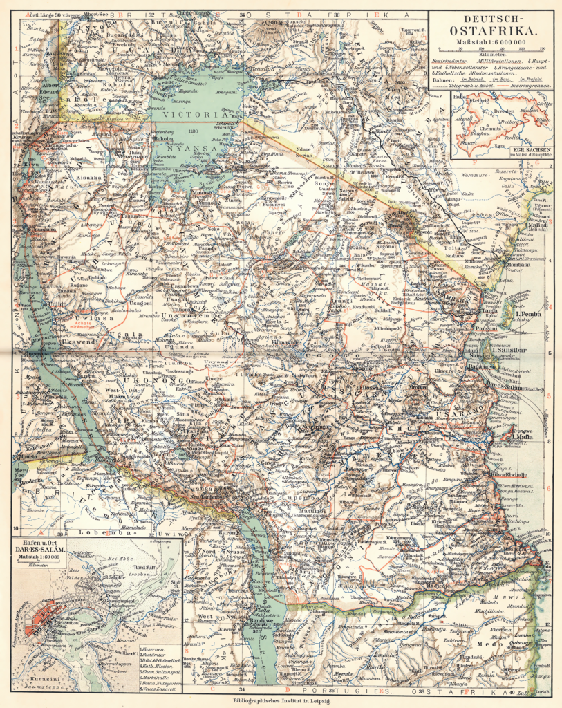 Carte de l'Afrique orientale allemande de 1905.