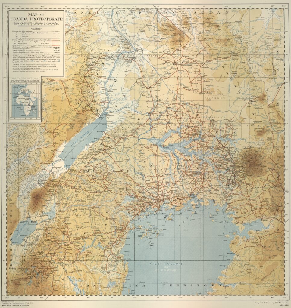 Carte du protectorat de l’Ouganda de 1928.