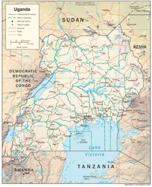 Carte physique de l’Ouganda