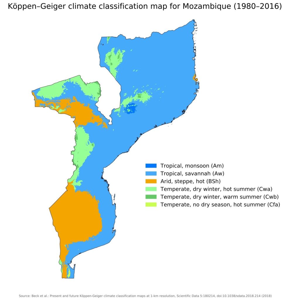 Carte climatique du Mozambique.