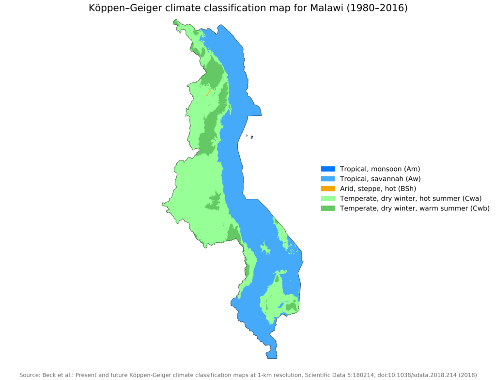 Carte climatique du Malawi.