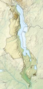 Carte physique vierge du Malawi.