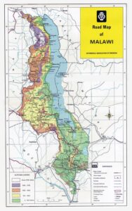 Carte routière du Malawi de 1970.