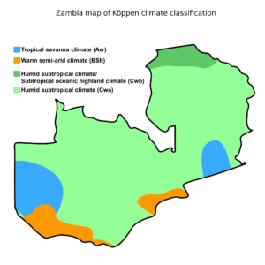 Carte climatique de la Zambie