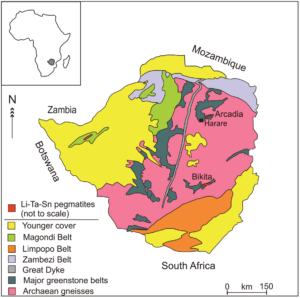 Carte géologique du Zimbabwe