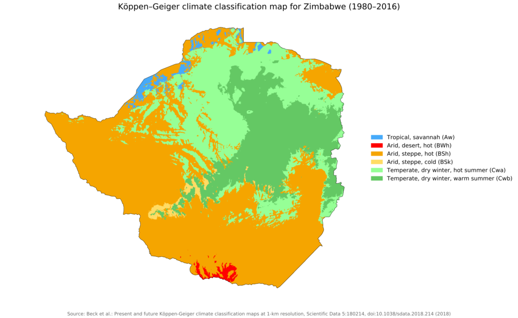 Carte climatique du Zimbabwe