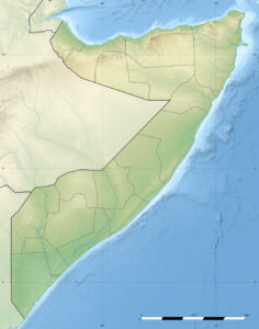 Carte physique vierge de la Somalie.