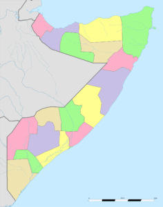 Carte vierge colorée de la Somalie.