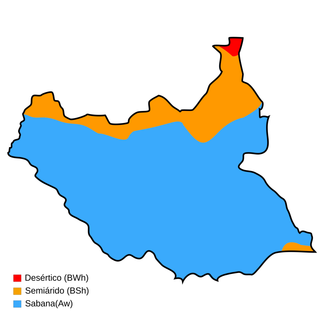 Carte climatique du Soudan du Sud.