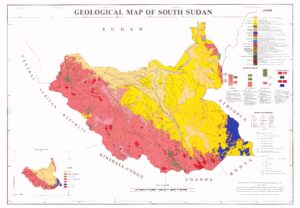 Carte géologique détaillée du Soudan du Sud.