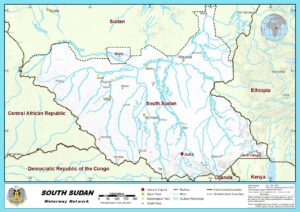 Carte hydrographique du Soudan du Sud.