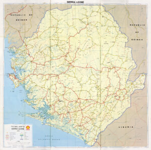 Carte routière de la Sierra Leone de 1988.