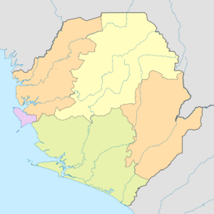 Carte vierge colorée de la Sierra Leone.