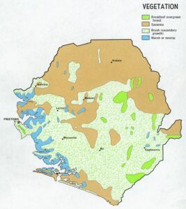 Carte de la végétation de la Sierra Leone de 1969.