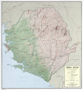 Carte en relief ombré de Sierra Leone.