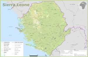 Carte physique de la Sierra Leone