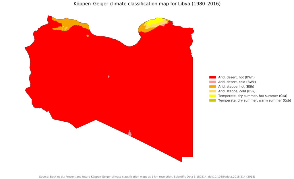 Carte climatique de la Libye.