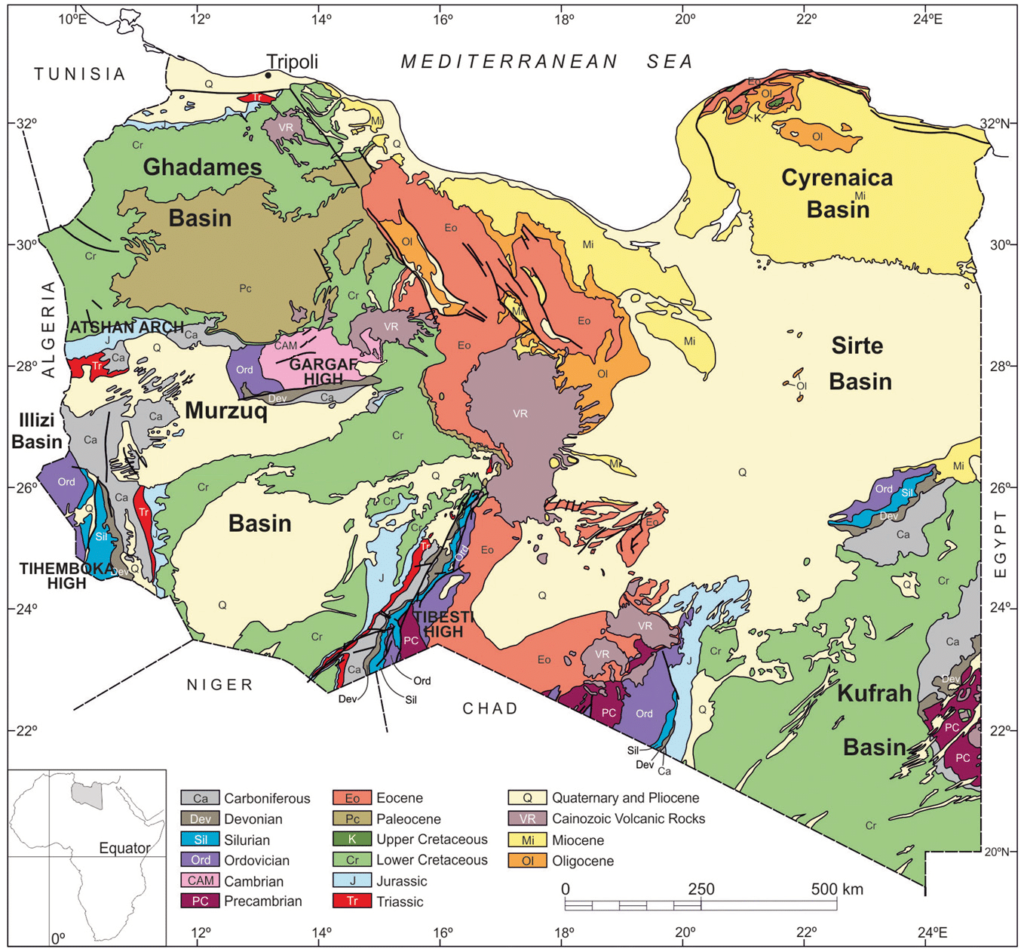 Carte géologique de la Libye.