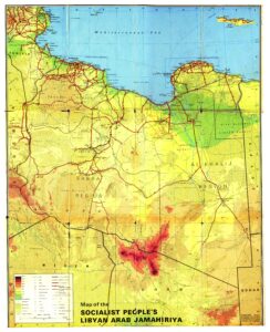 Carte topographique ancienne de la Libye.