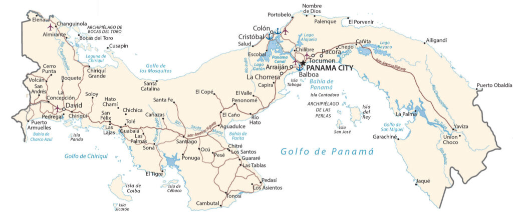 Carte des principales villes du Panama.