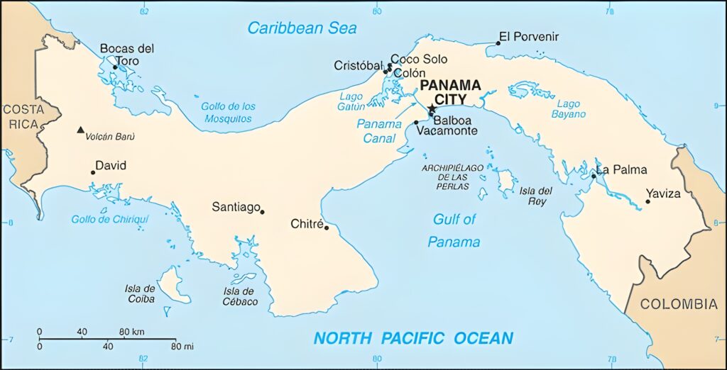 Carte des principales villes du Panama
