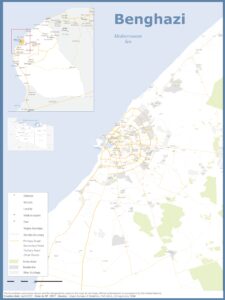 Carte de la région de Benghazi.