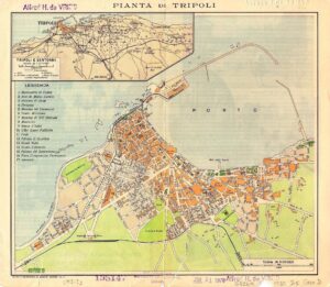 Carte de Tripoli (Libye), de l'Istituto Geografico De Agostini de 1932.