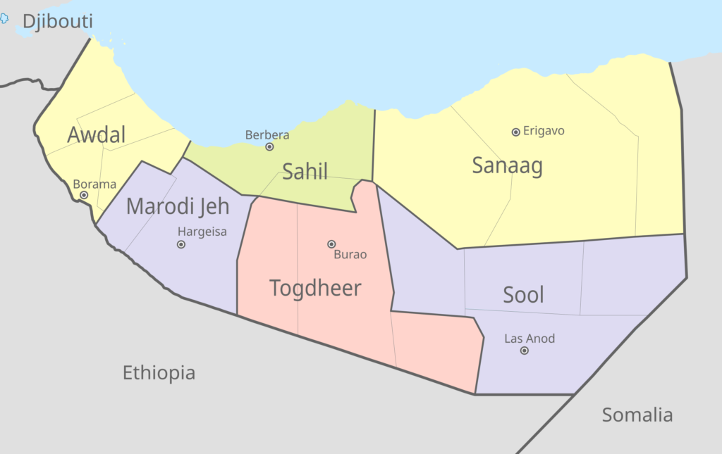 Carte des régions du Somaliland