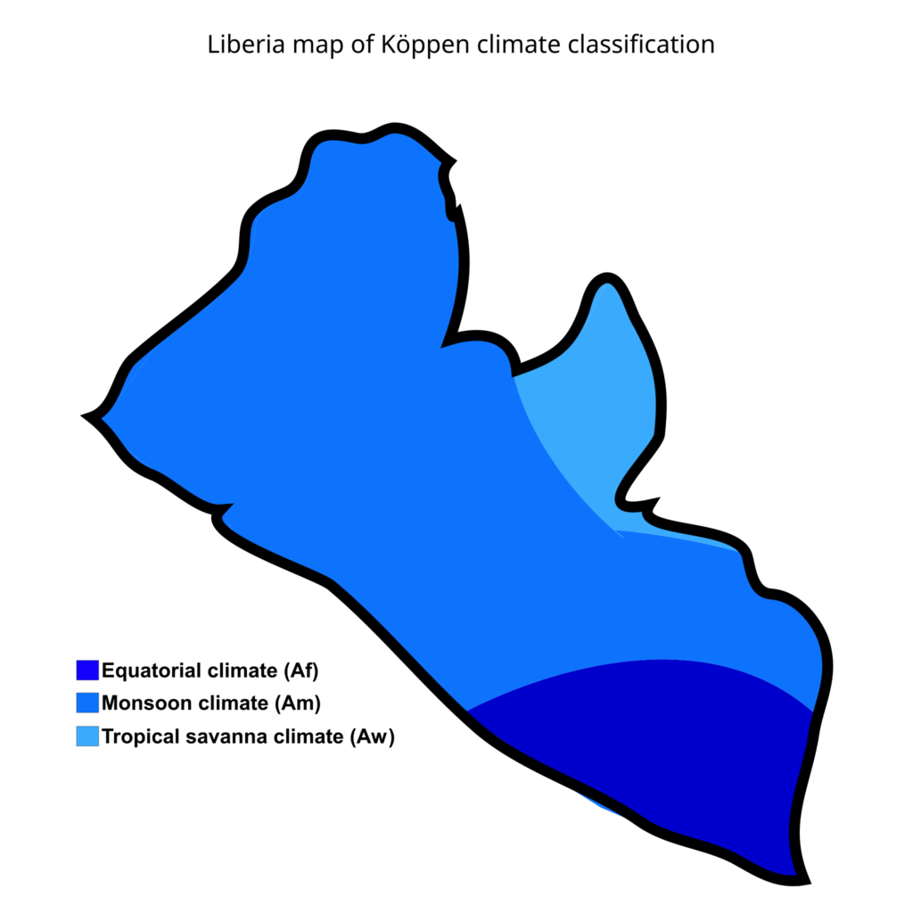 Carte climatique du Libéria.