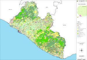 Carte de la couverture terrestre du Libéria.