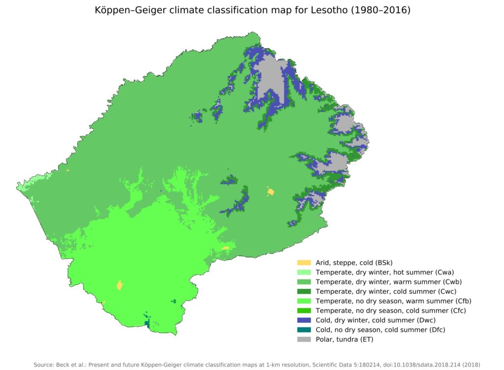 Carte climatique du Lesotho