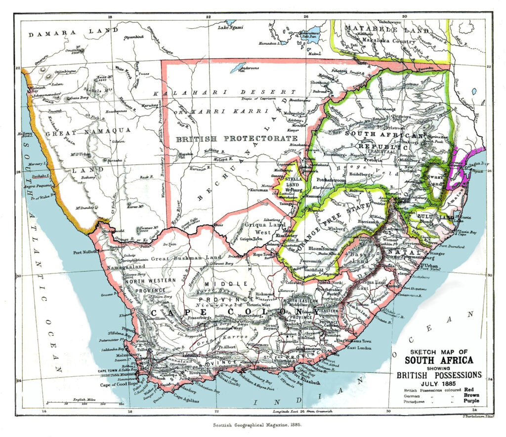 Carte de l'Afrique du Sud de 1885