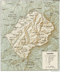 Carte en relief ombré du Lesotho.