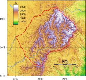 Carte topographique du Lesotho