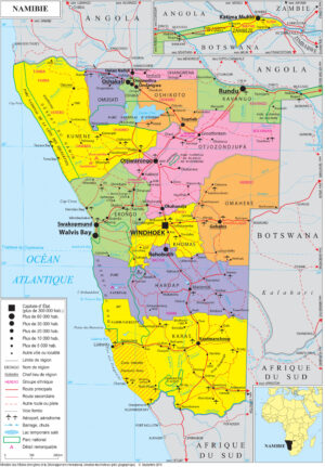 Carte politique de la Namibie