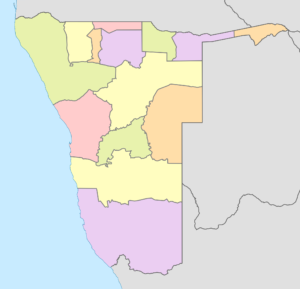 Carte vierge colorée de la Namibie.