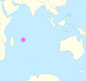 Carte de localisation de l'île Rodrigues dans l'océan Indien.