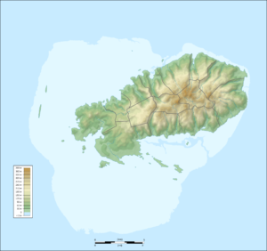 Carte physique vierge de l'île Rodrigues.